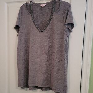 Juicy Couture Gray Short Sleeve Top with Rhinestone Detail